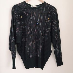 Vintage 80s embellished dolman sweater